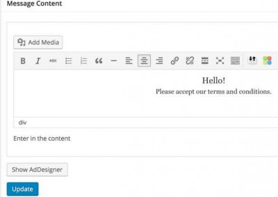 Content inside the welcome message